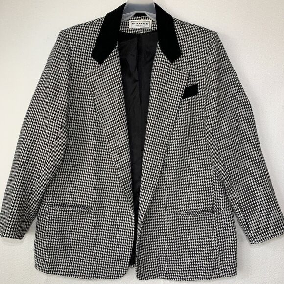 Vintage Dumas Blazer Jacket Women 14 Houndstooth Career Retro Lined Y2K USA Corp - Picture 12 of 14